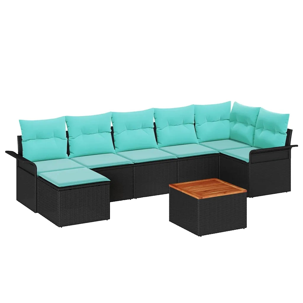 Set Divano da Giardino con cuscino 8 pcs Nero polyrattan 3347361