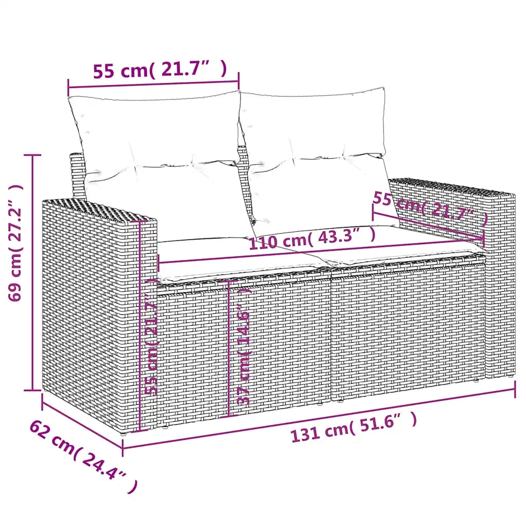 Set Divani da Giardino 11 pz con Cuscini in Polyrattan Grigio 3267522