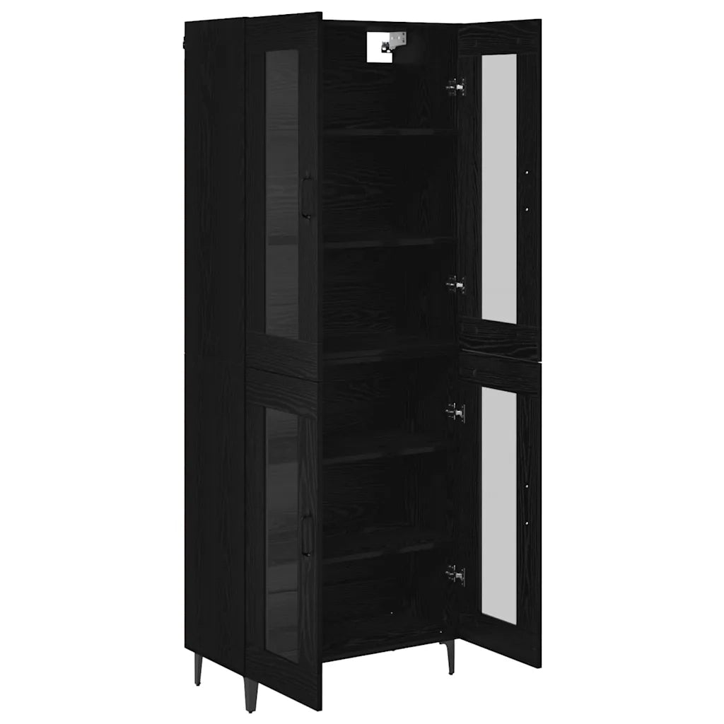 Credenza-Buffet-Armadio da cucina Rovere Nero 69,5 x 34 x 180 cm Legno multistrato 916162