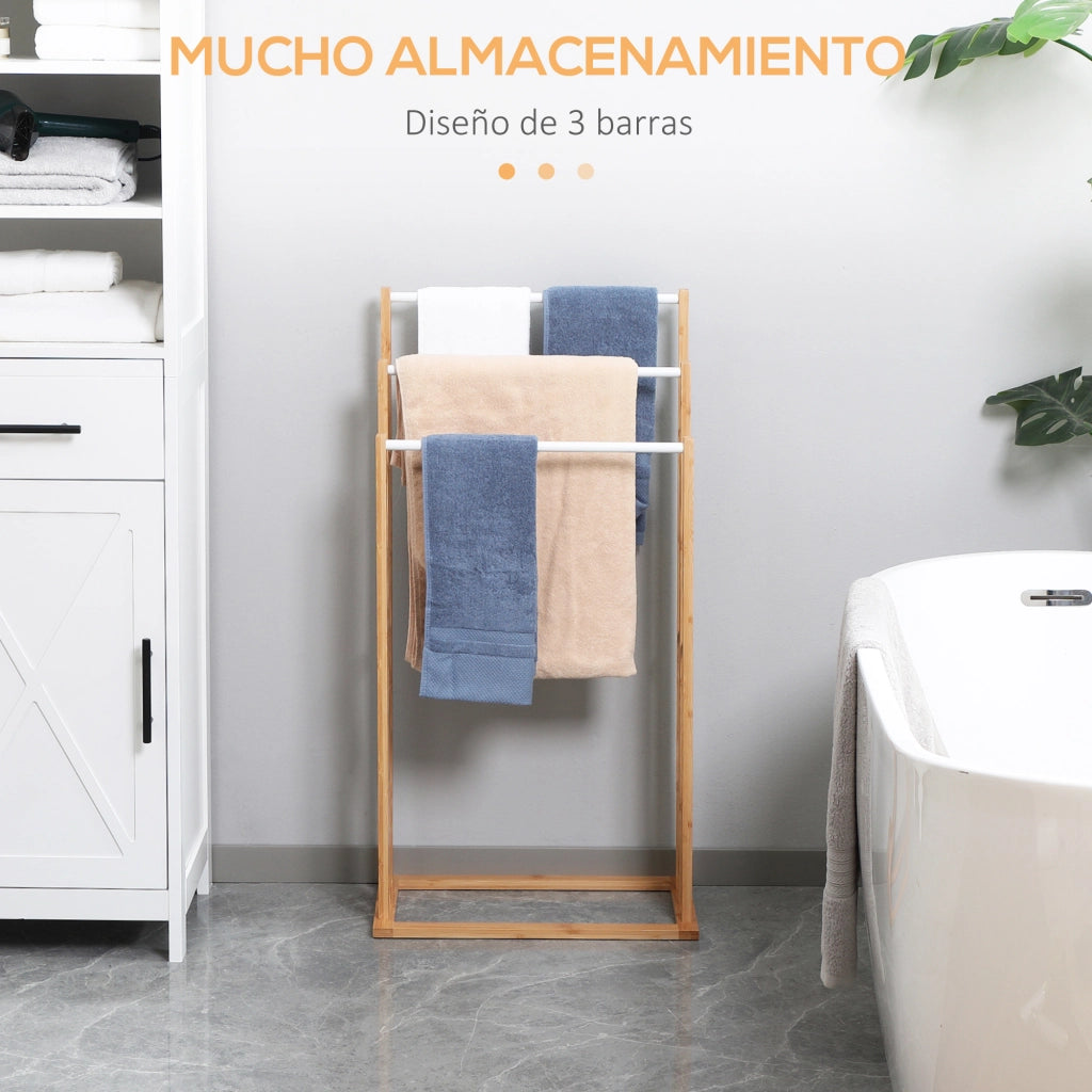 Porta asciugamani a 3 livelli ¨C zephmum ¨C 48x25,8x94 cm in bamb¨´ naturale