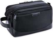 Organizzatore per toilette uomo, kit organizzatore per viaggio in pelle, set di acciaio per articoli igienici, impermeabile, nero