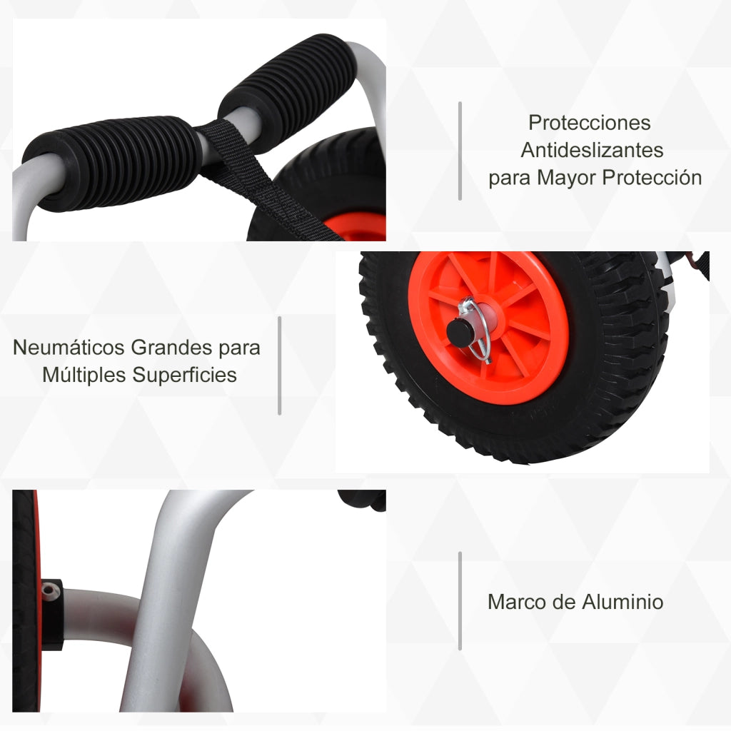 Carrello Trasporto Pieghevole per Kayak ¨C Xylo ¨C Alluminio 75kg 57,5x33x24cm Argento