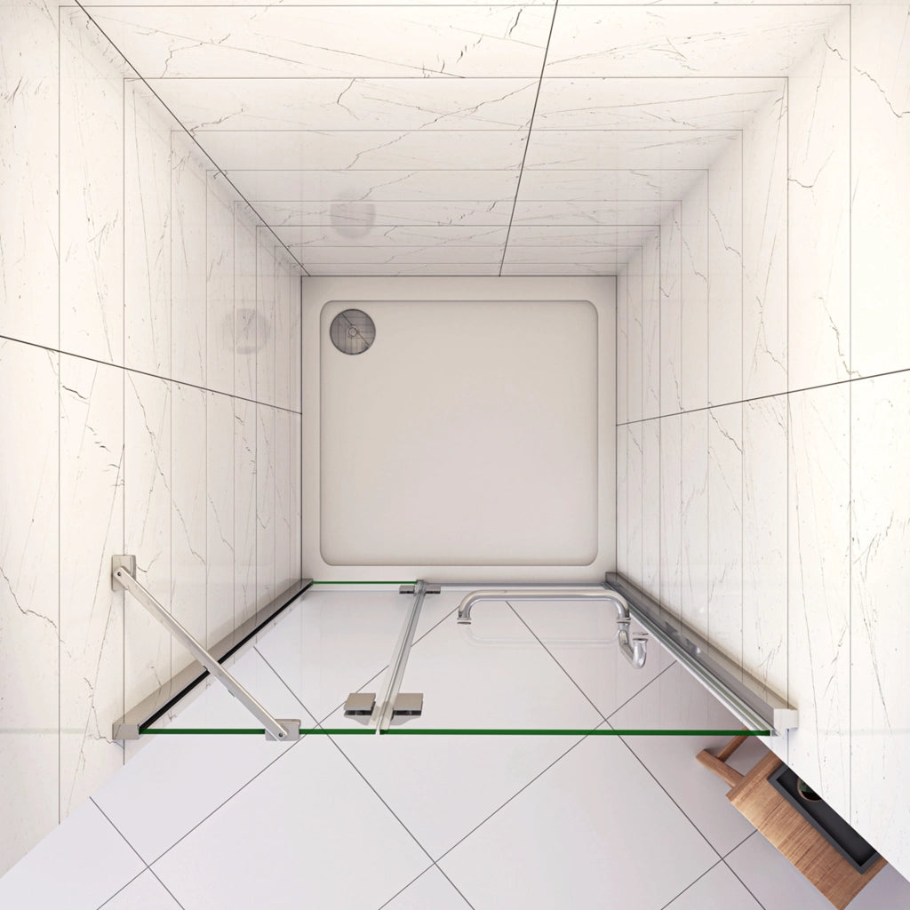 120x190 cm Porta Doccia Per Nicchia Apertura Battente in Vetro 8 mm Temperato Trasparente Anticalcare e Maniglione Porta Asciugamani Barra Stabilizzatrice