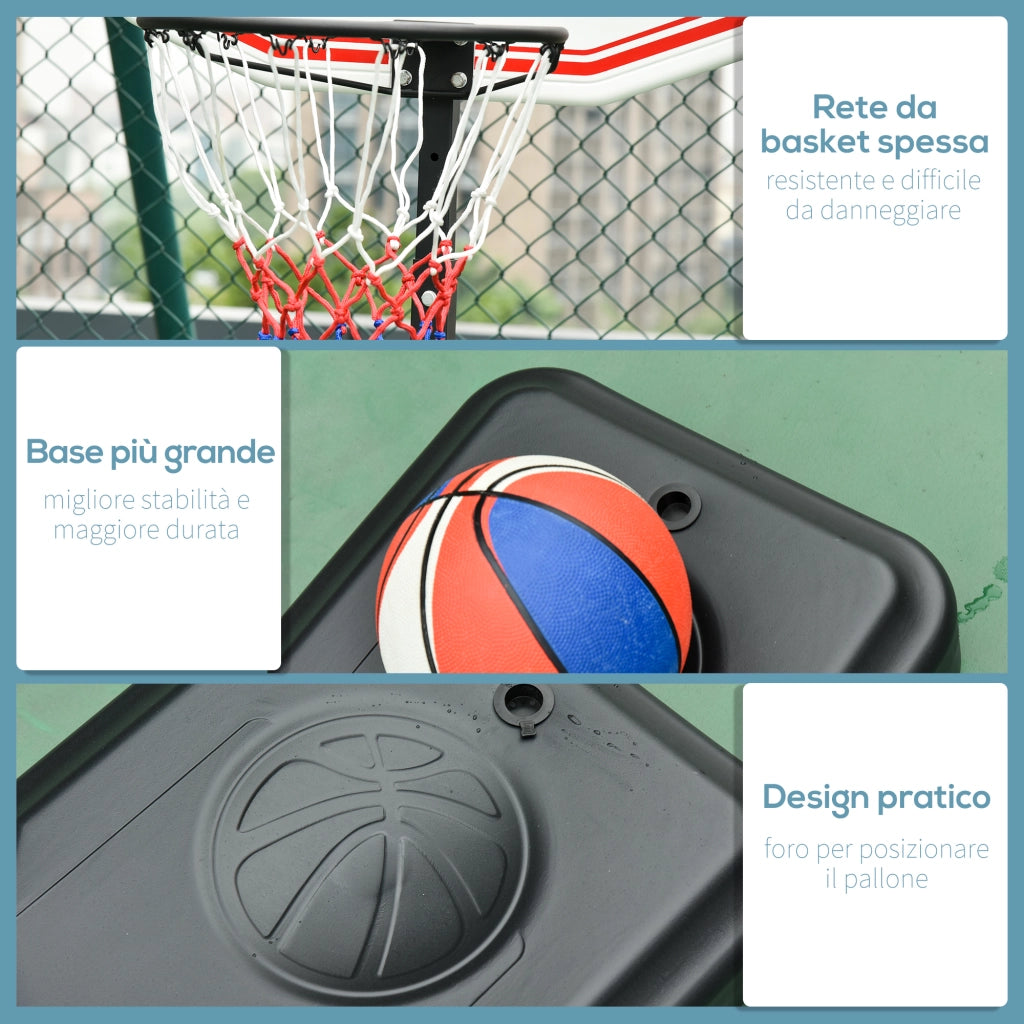 Canestro da Basket da Esterno ¨C Xylo ¨C Acciaio Regolabile 73x49x194-249 cm
