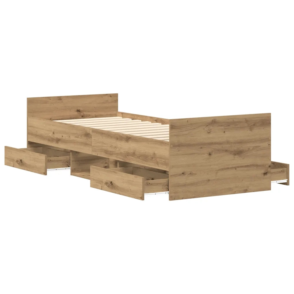 Giroletto senza Materasso-Struttura Letto Rovere Artigianale 100x200cm 761035