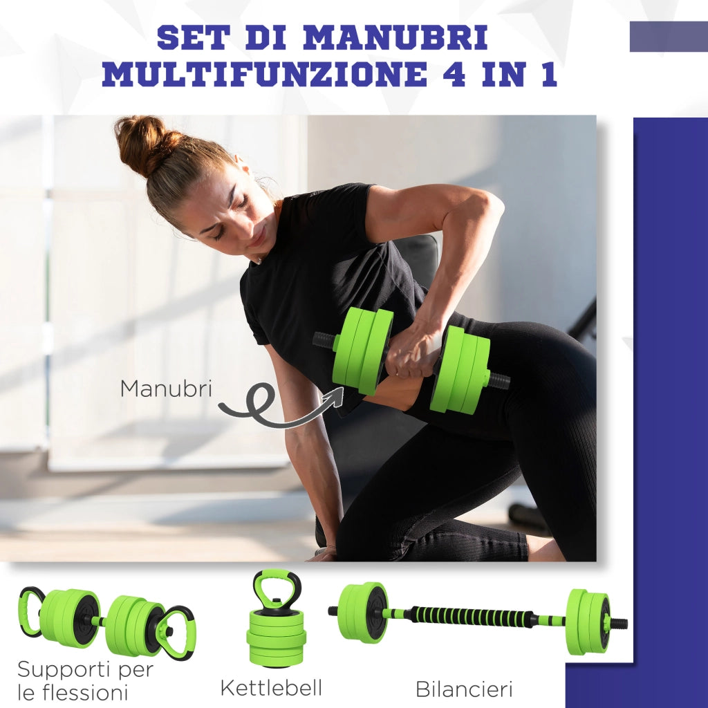 Set Pesi Palestra 4 in 1 40kg ¨C Xylo ¨C Kettlebell Manubri Bilanciere