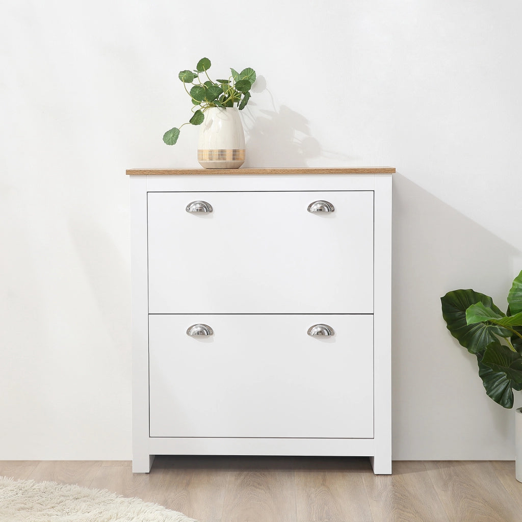 Scarpiera 12 paia ¨C zephmum ¨C bianco e rovere 79x23x90,5 cm