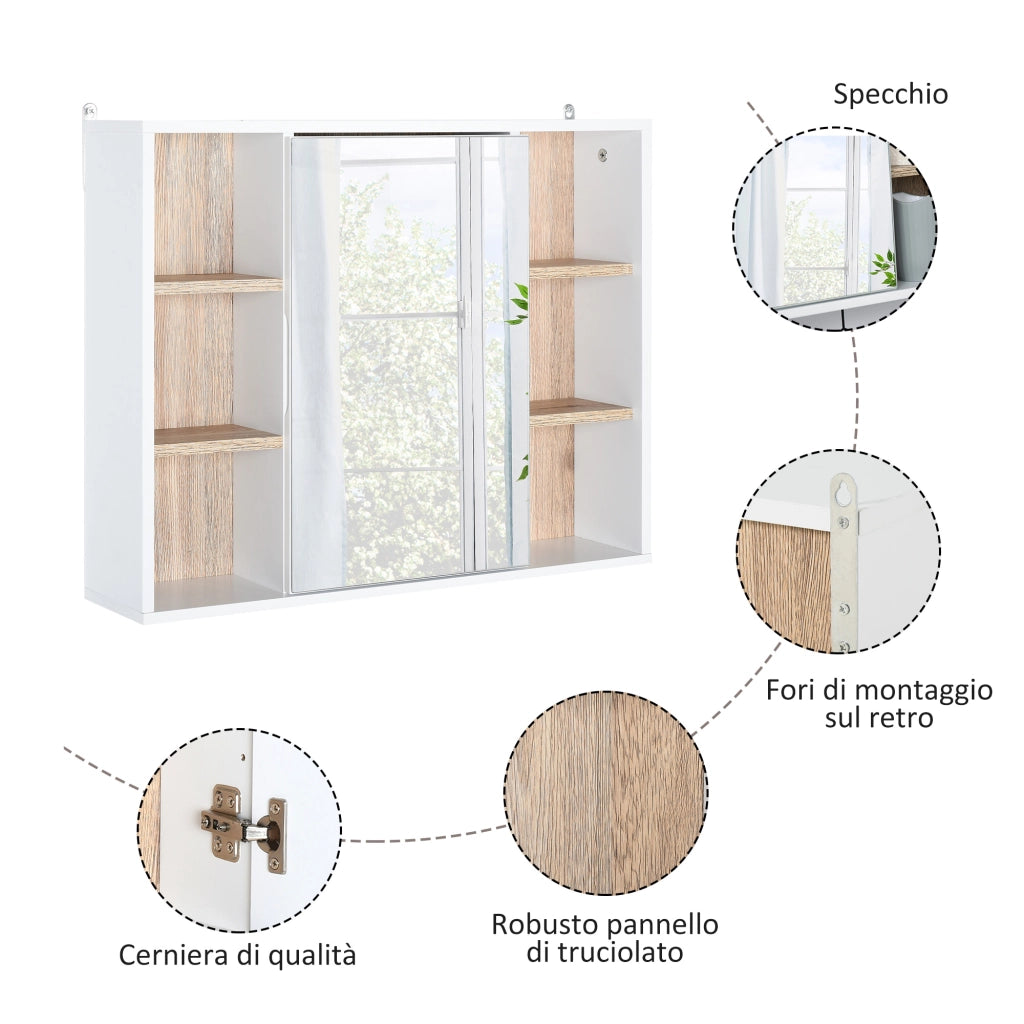 Armadio con specchio ¨C zephmum ¨C bianco, MDF, 60x14.5x49.4 cm
