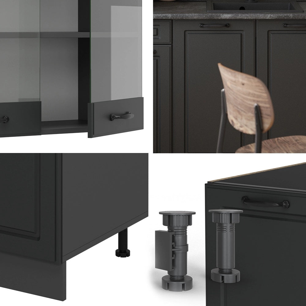 Vicco Cucina monoblocco Casa di campagna antracite/antracite 140 cm , PL Marmo