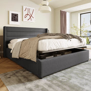 letto imbottito lino grigio 180 x 200 cm