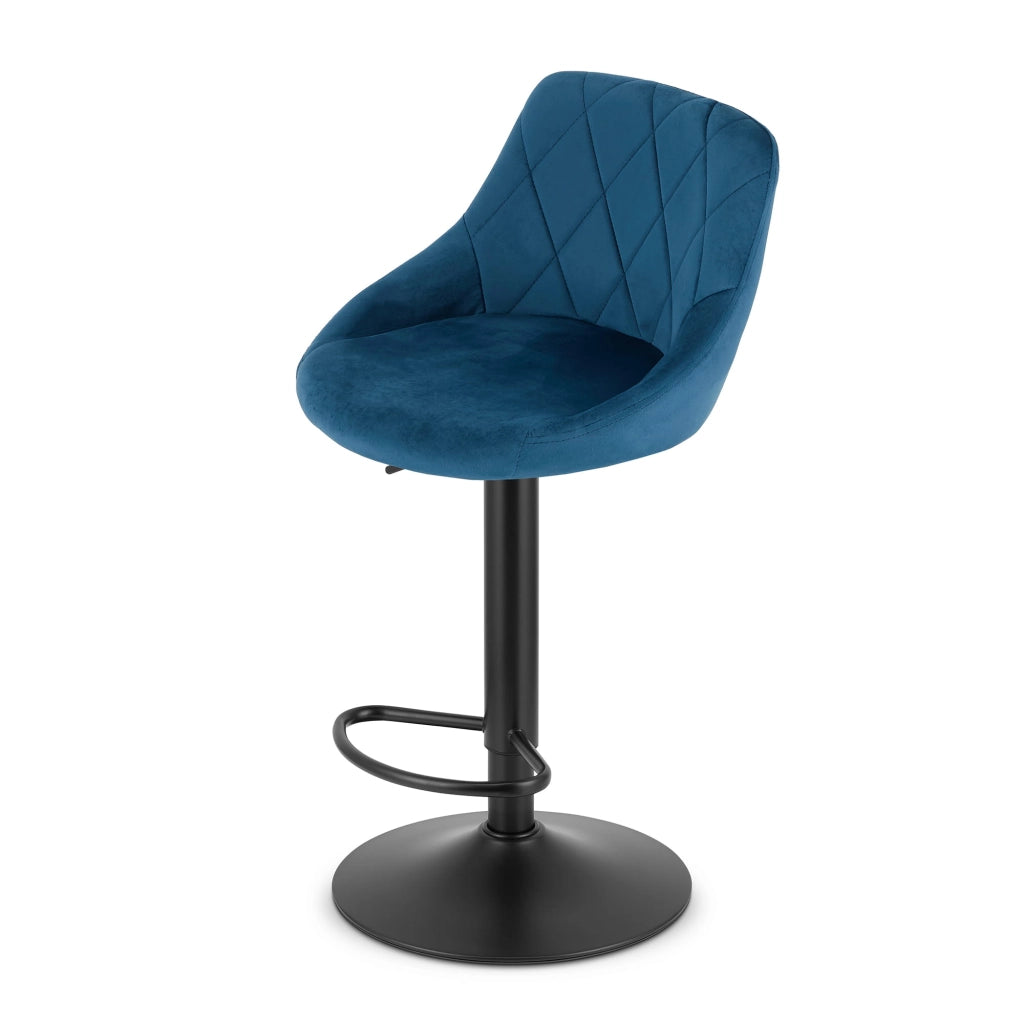 Sgabello girevole Valora DAKA in velluto blu navy con base nera