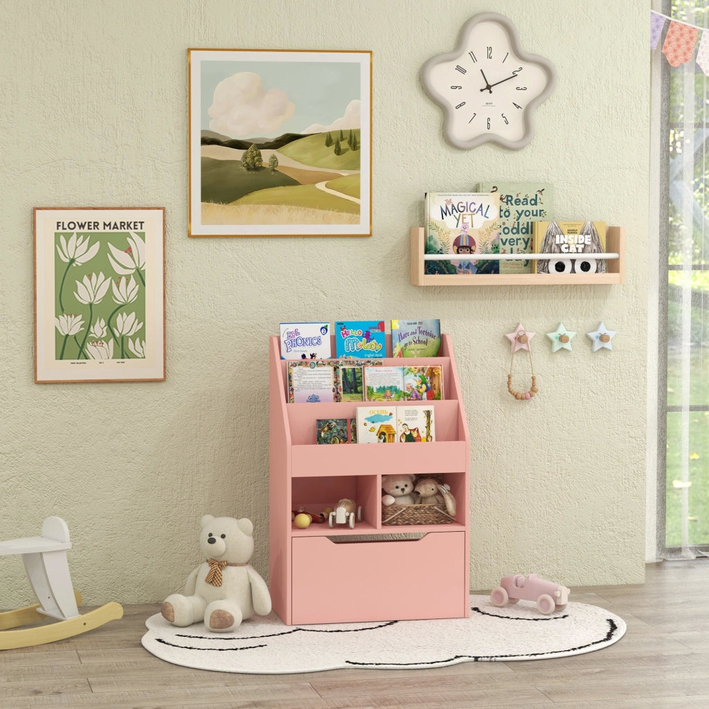 Libreria per bambini con cassetto e scomparti ¨C Minimal ¨C 60x30x90 cm rosa