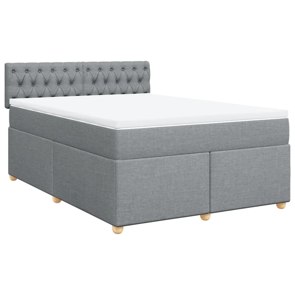 Giroletto a Molle con Materasso Grigio Chiaro 140x200cm Tessuto