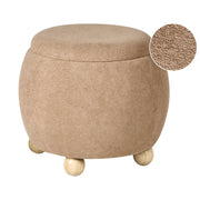 Pouf marrone chiaro rivestito in bouclé con contenitore Accessorio Soggiorno Camera da letto