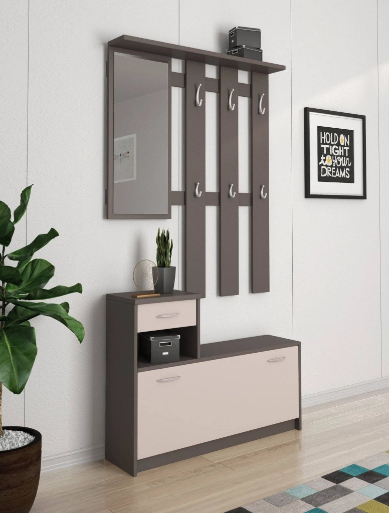 Garolfo, Mobile da Ingresso Specchio Incluso, 25.5x100x190h cm Beige