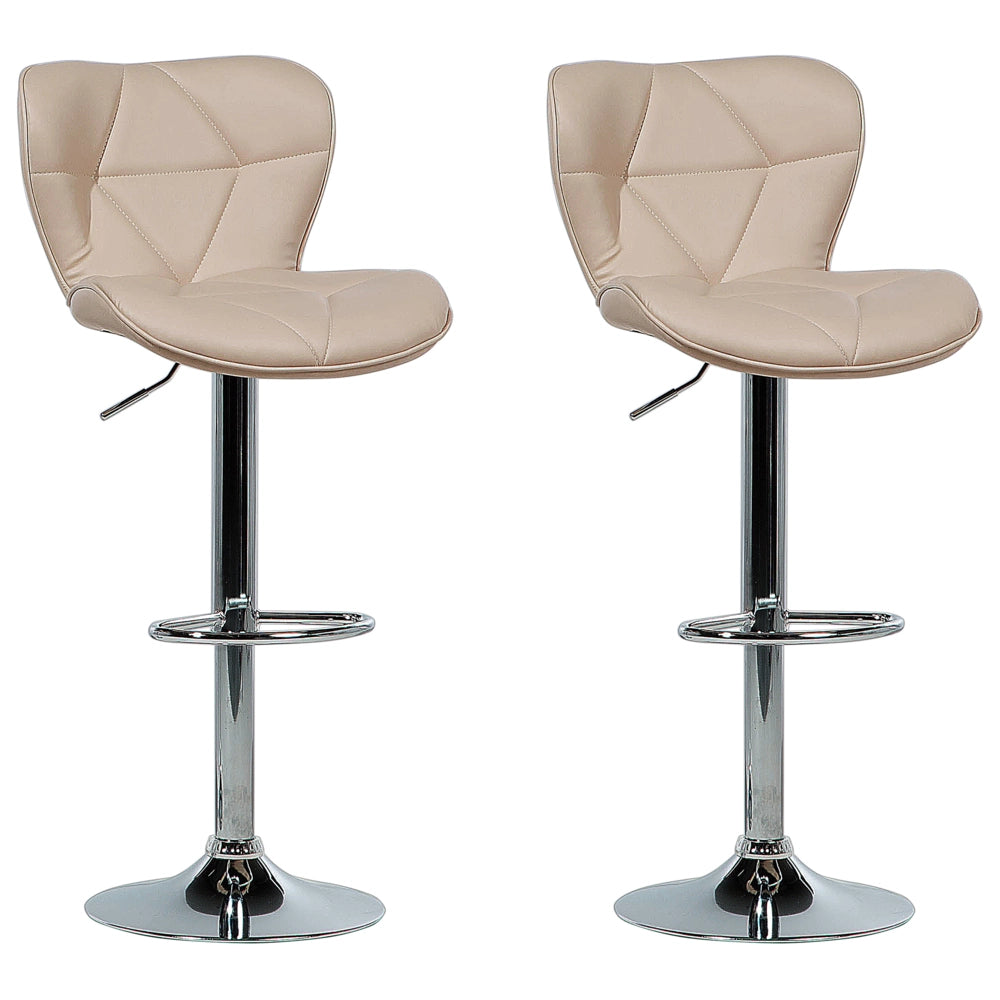 Set di 2 sgabelli da bar in ecopelle beige girevoli regolabili in altezza sedia da bar moderna da cucina