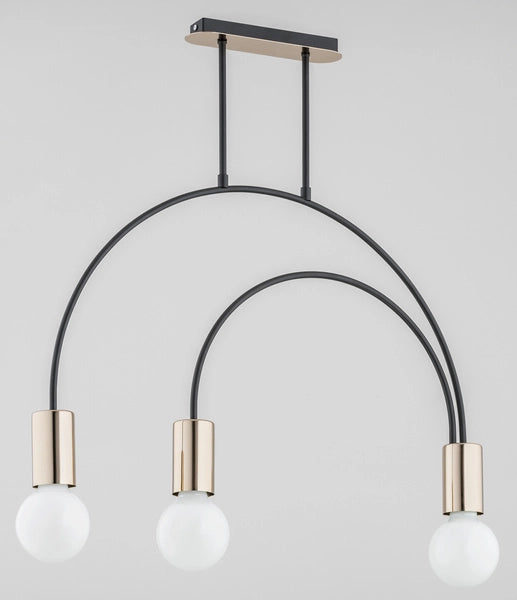 Plafoniera minimal HARRY 3 luci E27 metallo nero oro