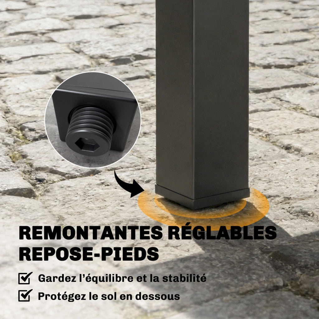 Tavolo da giardino allungabile 4-6 persone con prolunga auto-stoccata alluminio 80-160x80 cm ¨C Xylo ¨C Nero