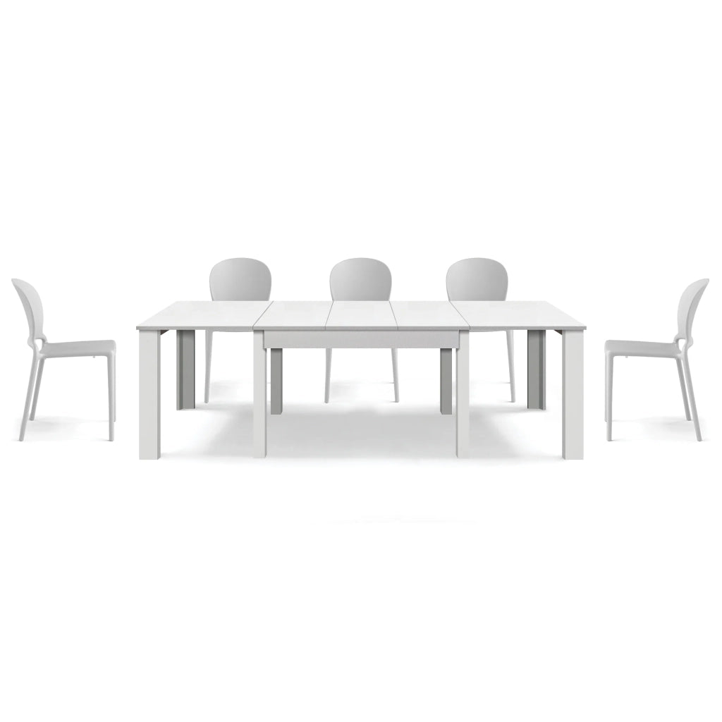 Tavolo allungabile da pranzo 130x90 fino a 250 cm Bianco Frassino modello BRIO MADE IN ITALY design moderno ideale per cucina, soggiorno e sala da pranzo