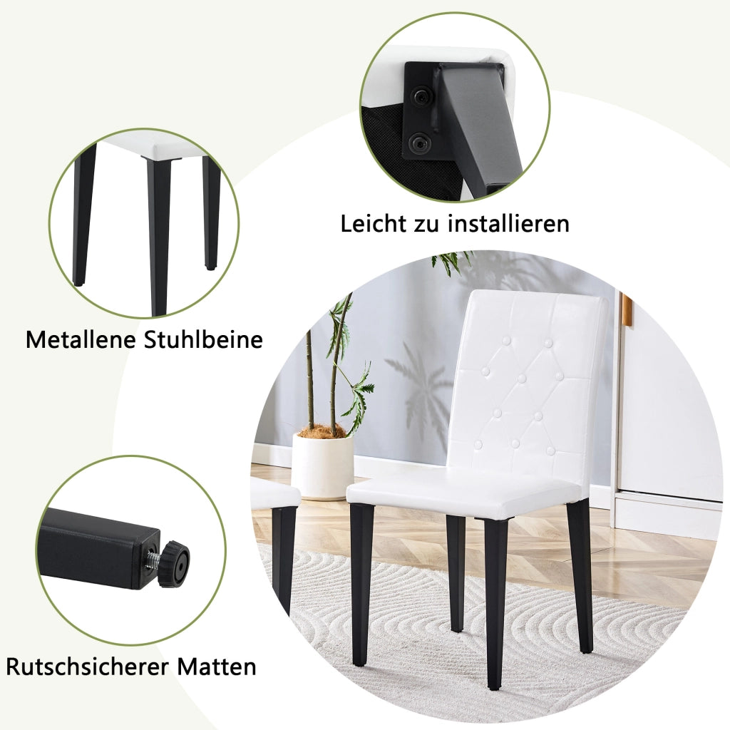 Set di 4 sedie da pranzo in bianco e nero: lusso discreto. La scelta ideale per le sale da pranzo in stile europeo, con gambe in metallo nero per una