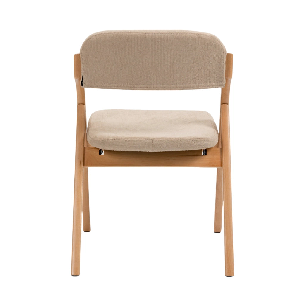Chaise pieghevole set da 2 con seduta imbottita e fodera rimovibile in legno massello per cucina e ospiti kaki