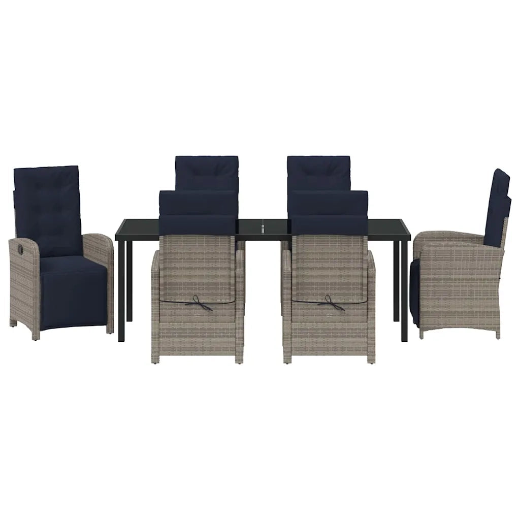 Set da Pranzo per Giardino con cuscino 7 pcs Grigio polyrattan 3380363
