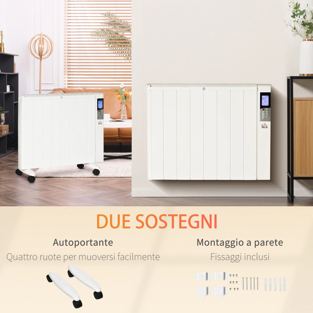 EasyComfort Stufetta Elettrica da 1000/2000W con Timer e Impostazioni di Calore per Stanze max 15 m², 75x31x66.5 cm, Bianco