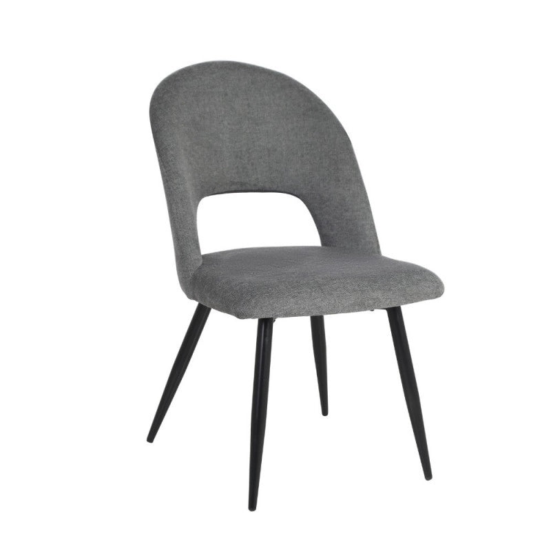 Sedia Lunetta imbottita in tessuto grigio con gambe nere set 2 pezzi