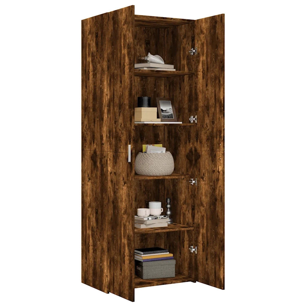 Credenza-Buffet-Armadio da cucina Rovere Fumo 70x42,5x185 cm in Legno Multistrato 344042