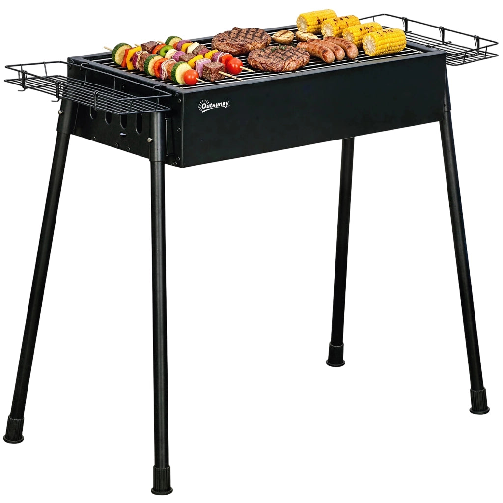 Barbecue Portatile a Carbone con 2 Griglie in Acciaio Inossidabile ¨C Minimal ¨C 94x39x70 cm Nero