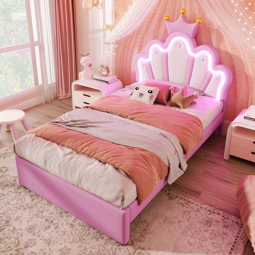 letto imbottito pu rosa 90 x 200 cm