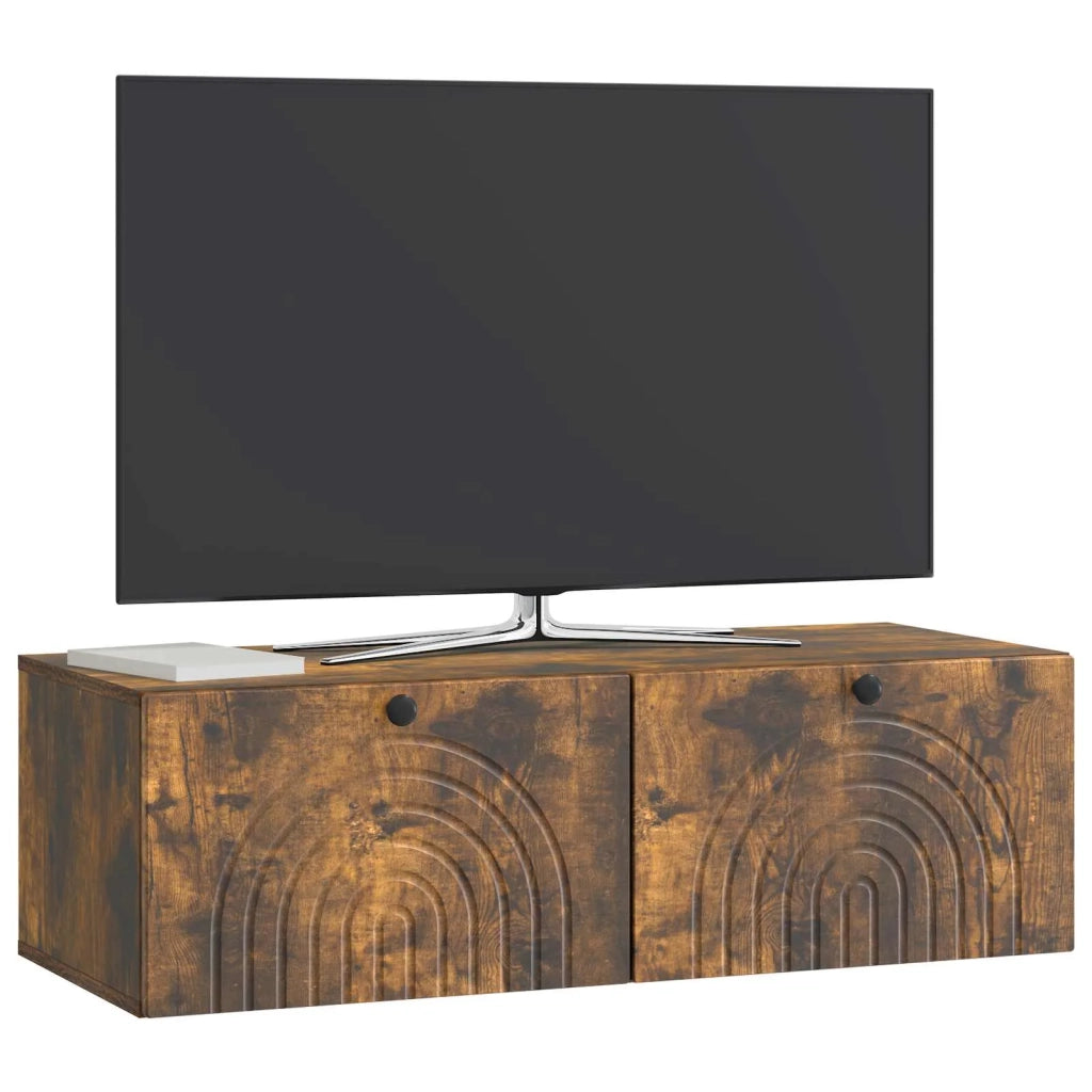 Mobile Porta TV da Muro-Credenza per TV sospesa Rovere Fumo 99 x 41 x 30 cm