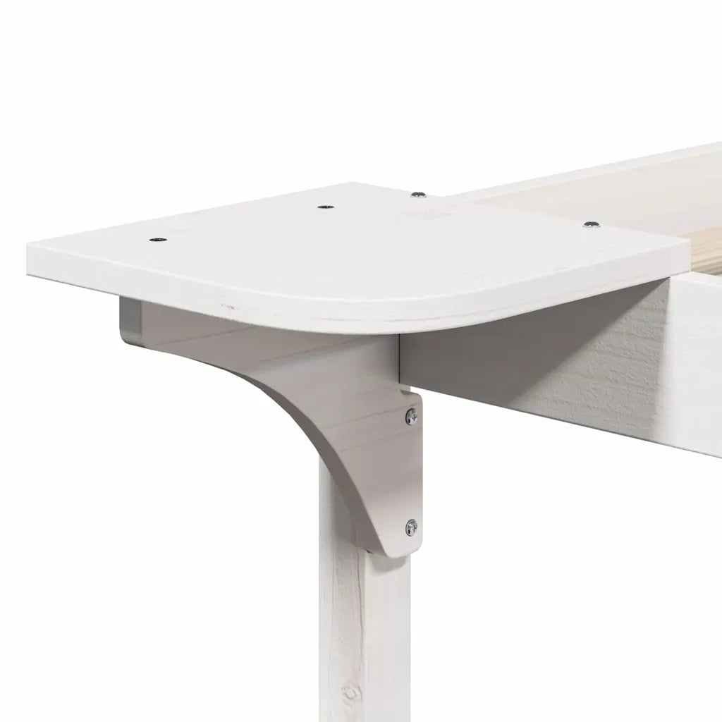 Letto con Tavolini Laterali Bianco 180 x 220 cm Pino massello 873254