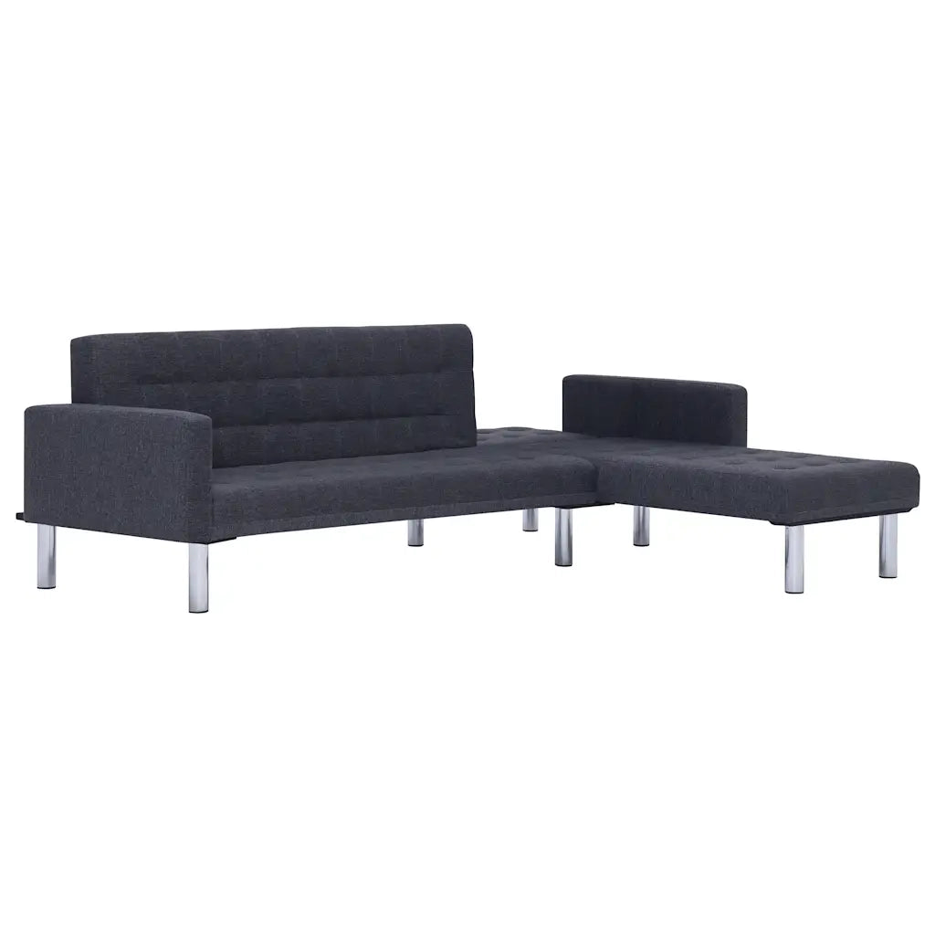 Divano letto | Sof¨¤ letto | Letto singolo a L grigio scuro in poliestere