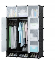 Armadio componibile e pieghevole da 165x110x35 cm, colore nero.