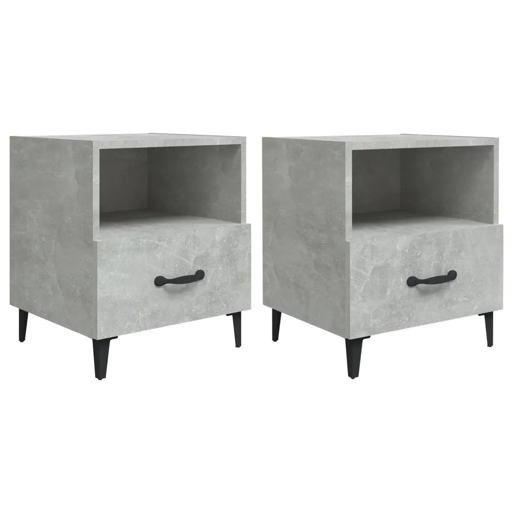 Comodini 2 pz-Set di 2 Tavolino da notte Grigio Cemento in Legno Multistrato 515918