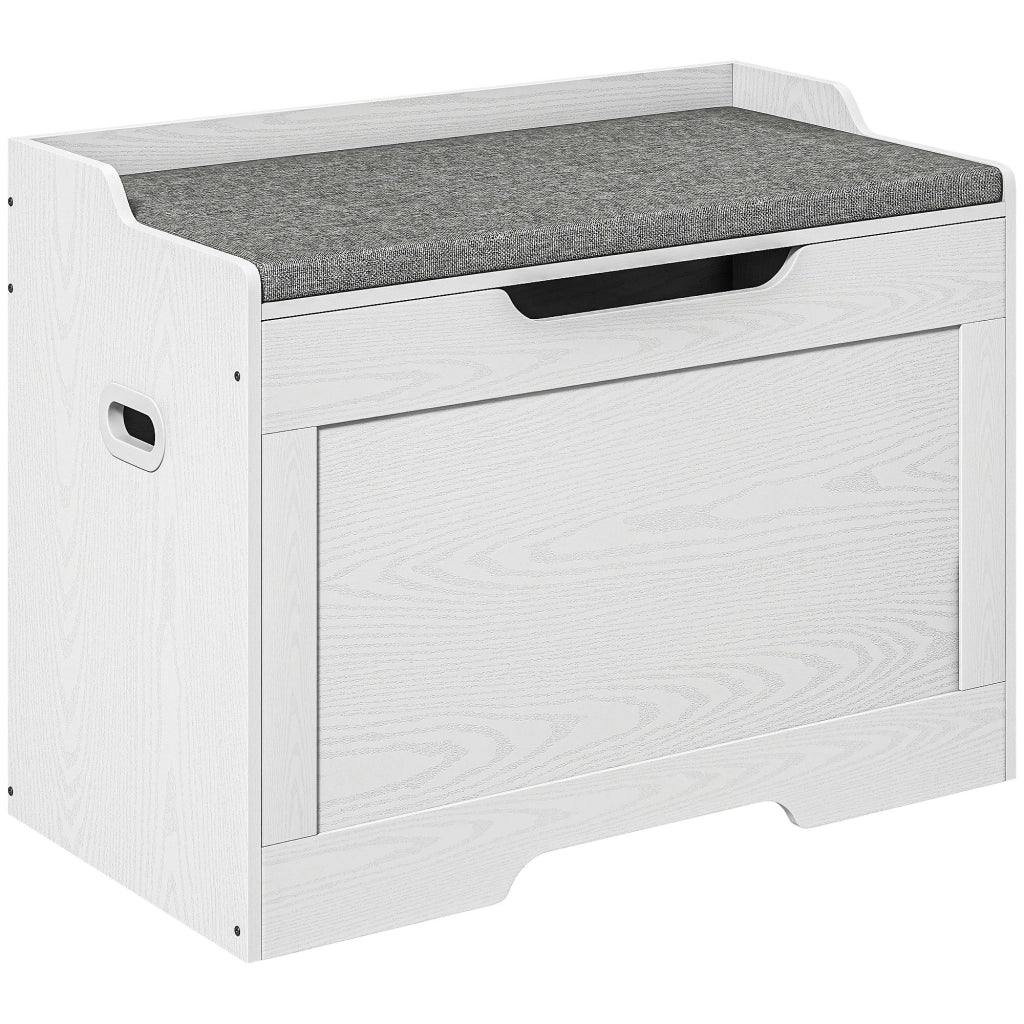 Panca Contenitore in Legno con Cuscino ¨C zephmum ¨C Bianco 75x40x56