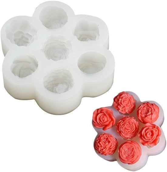 Fondant/Cake Toppers in Silicone - 7 Holes - Flower Shape - Flexibile Candy Molds - Adatti per Chocolata/Gelato - Oven/Vetrificatore/Microonde Adatti - Mould per Dolci