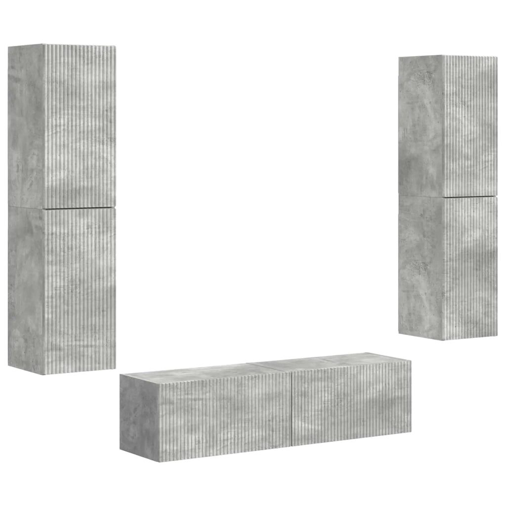 Set mobile TV 6 pz-Credenza per TV Grigio cemento Legno multistrato 424458