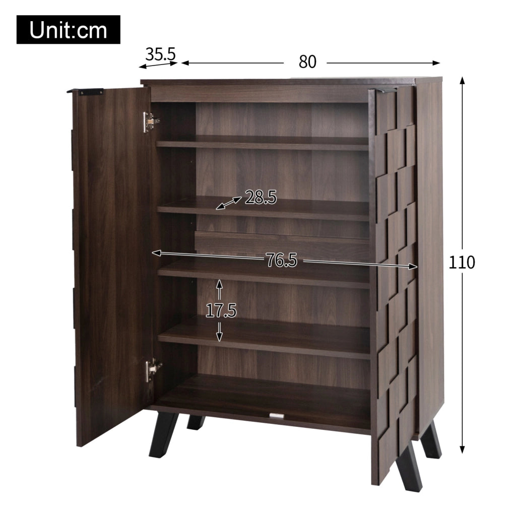 Scarpiera 80x35.5x110 cm con ripiani regolabili in pannello di particelle naturale