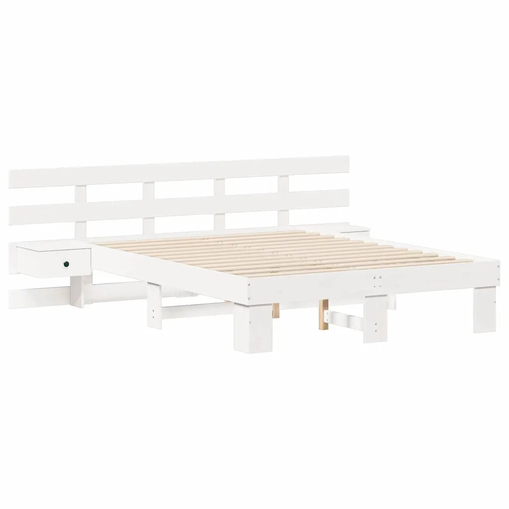 Struttura del letto-Giroletto-Rete del Letto Bianco 135 x 190 cm Pino massello 503250
