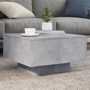 Tavolino da Soggiorno con Luci LED-Tavolino da Salotto-Tavolo Grigio Cemento 55x55x31 cm