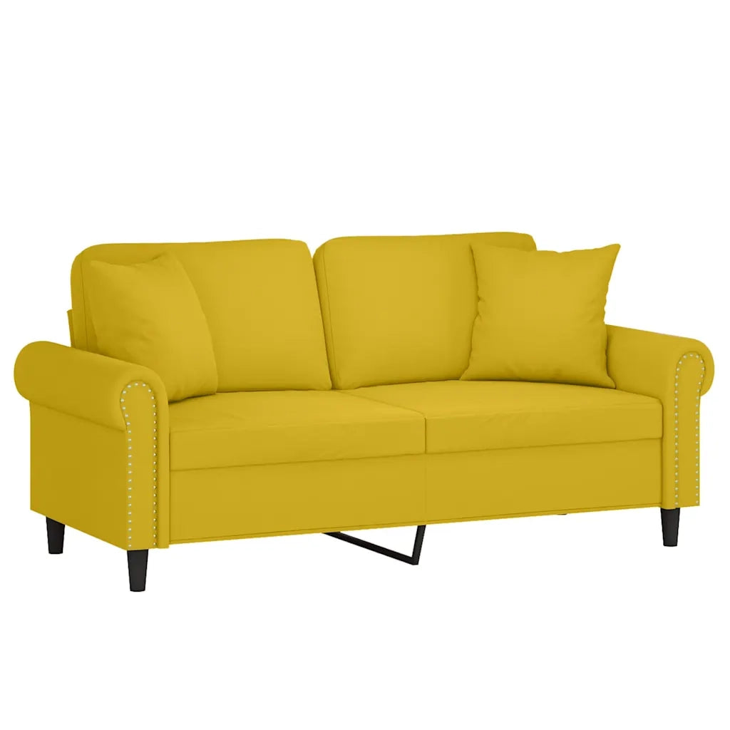 Divano a 2 Posti con Cuscini Giallo 140 cm in Velluto 3200951