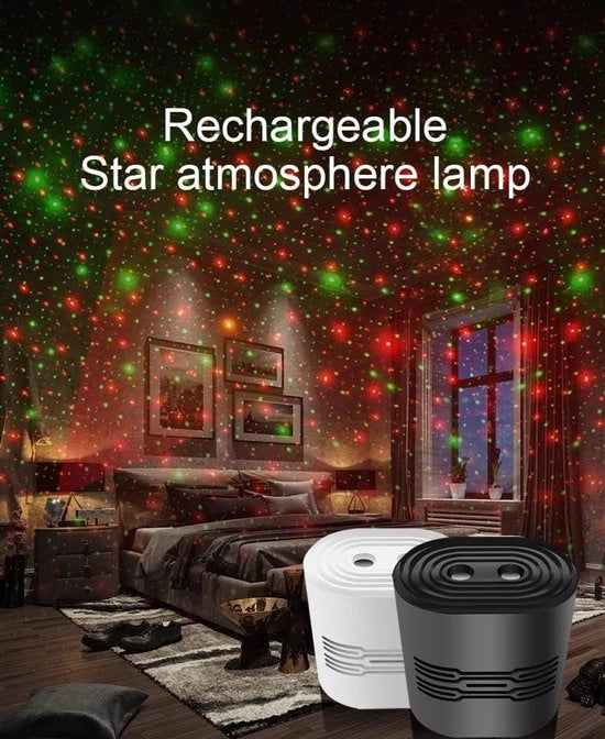 Luce stellare USB con 8 effetti per auto, camera da letto, Natale - nero