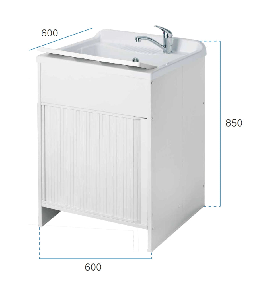 Meuble de buanderie à 1 porte en kit 60x60cm, modèle extérieur Roc, portes à volet roulant, n'occupe pas d'espace superflu