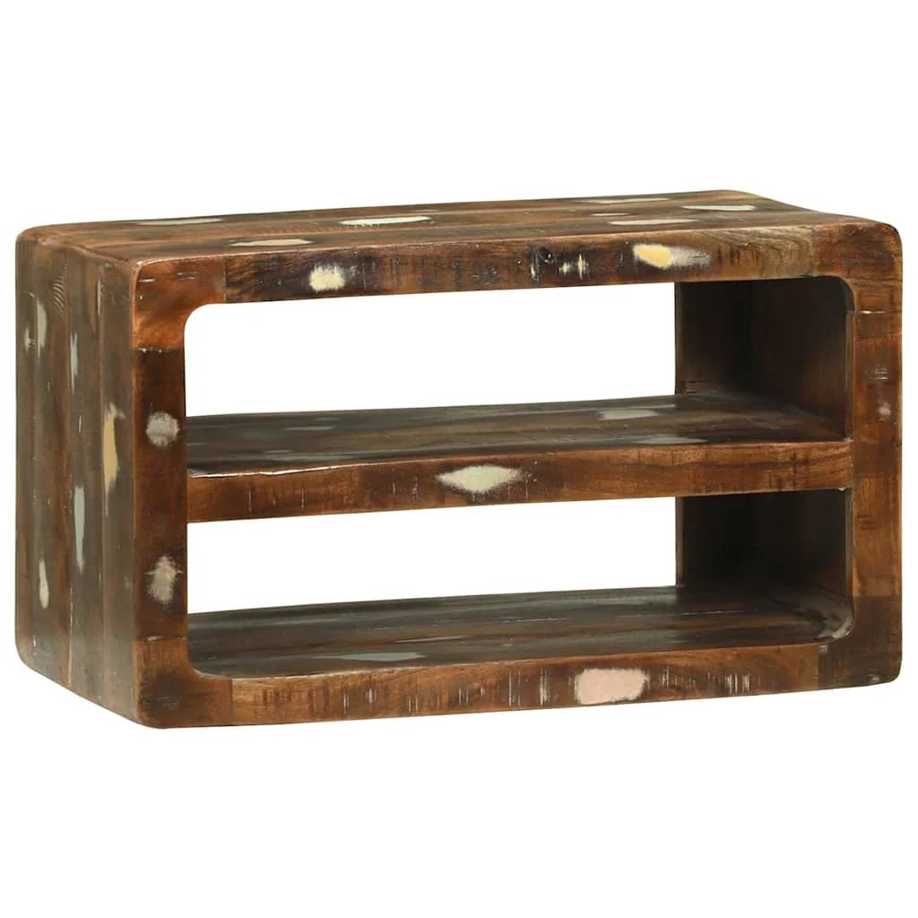 Mobile porta TV moderno con 2 ripiani portaoggetti 60 x 32 x 36 cm in legno massello di recupero 02_0058076
