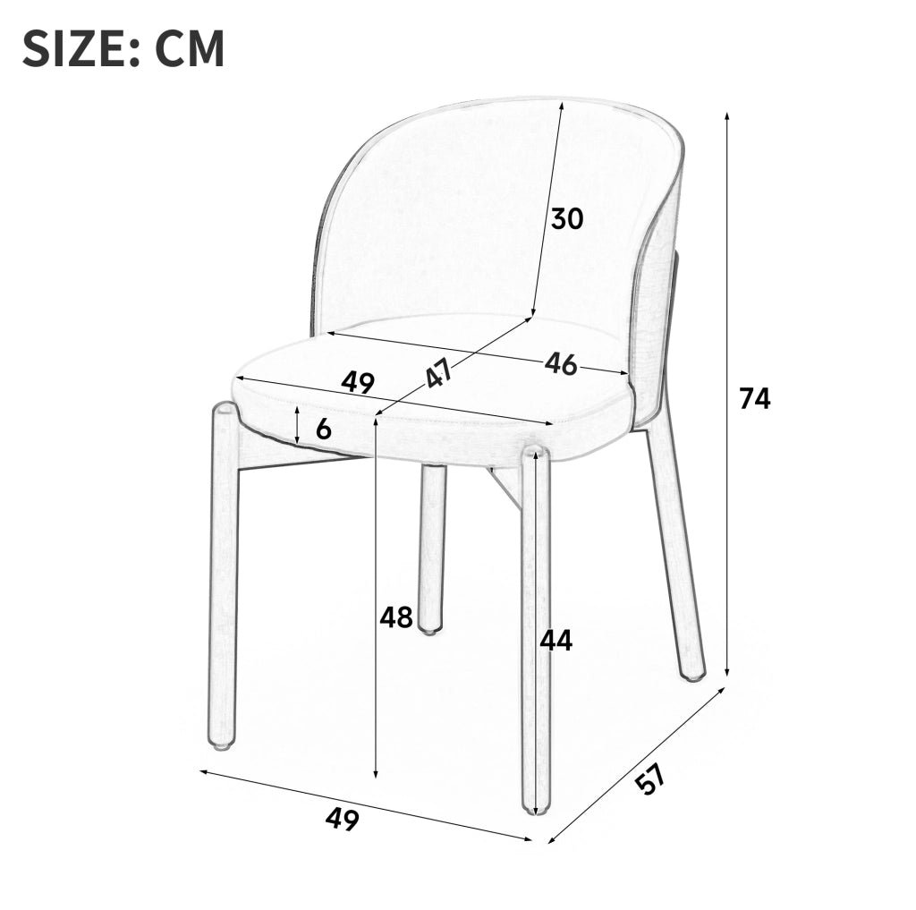 Set di 2 sedie da pranzo in legno massello; schienale avvolgente; tessuto in lino; colore noce