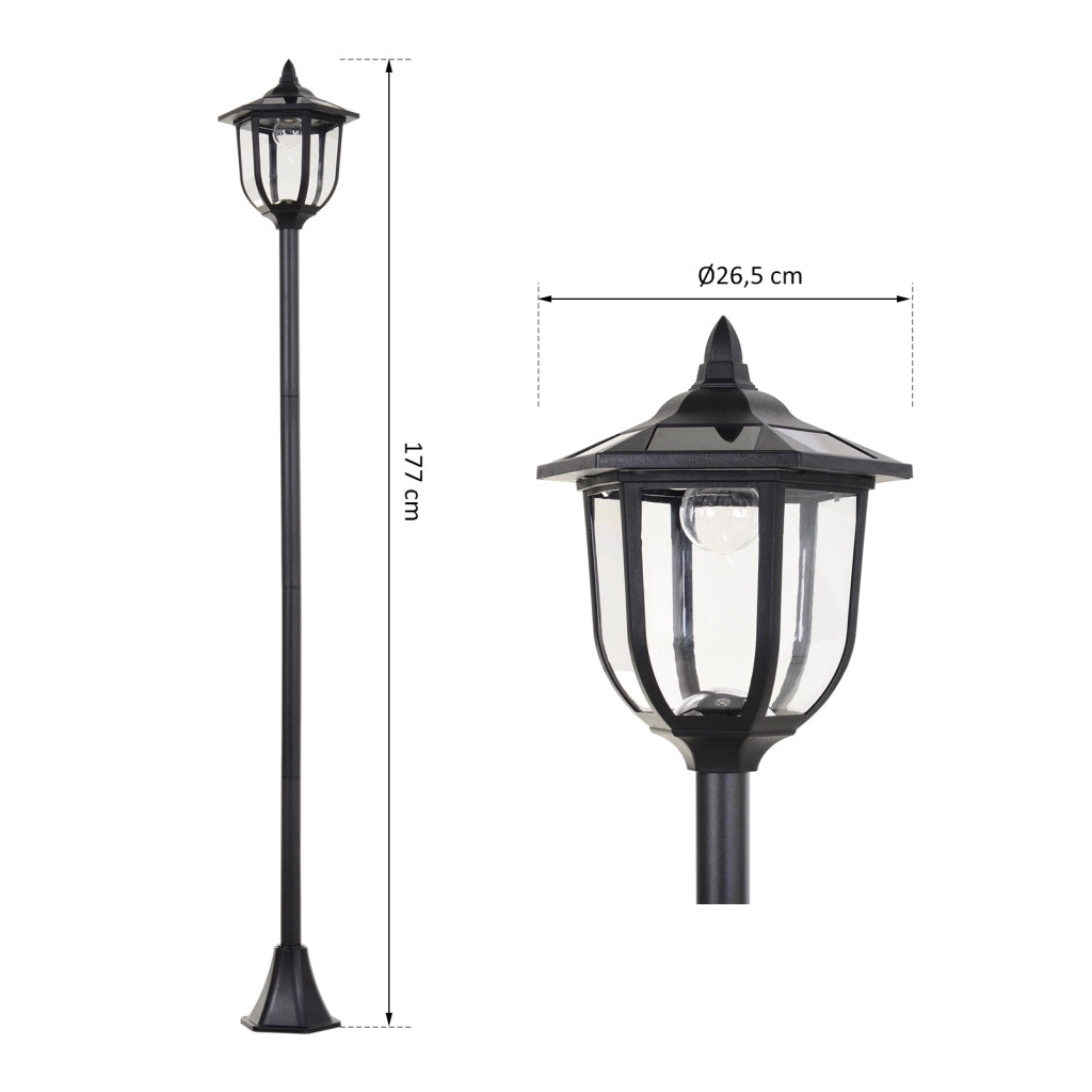 Lampada da Giardino LED Solar ¨C Minimal ¨C Plastica 177 cm Nero
