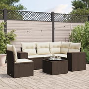 Set Divano da Giardino 6 pz con Cuscini Marrone in Polyrattan 3222582