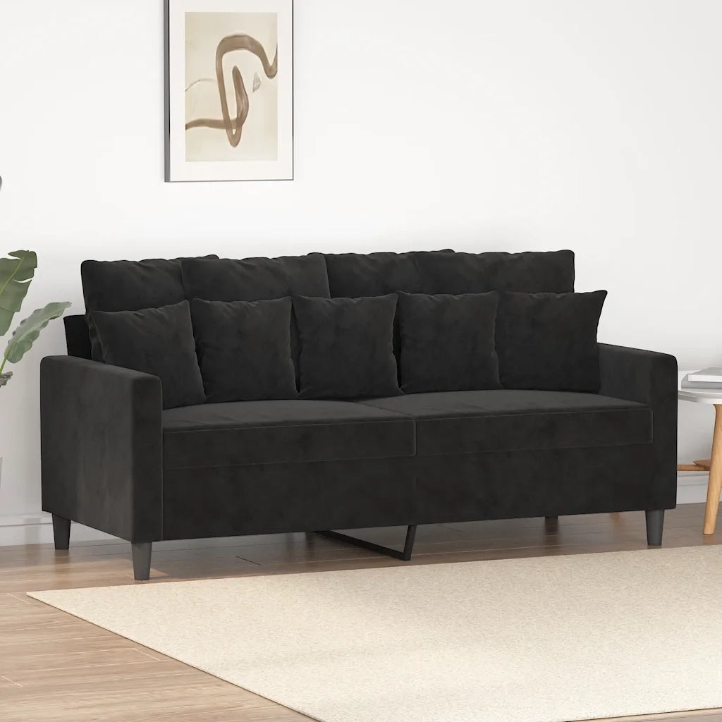 Divano a 2 Posti-Sofa 2 Posti Nero 140 cm in Velluto 614568